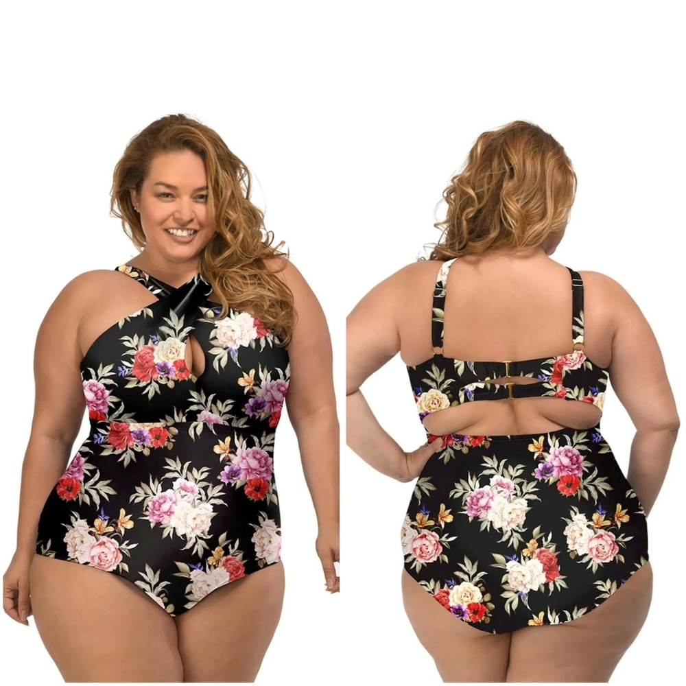 LYSA Floral One Piece Kylie Swimsuit UPF 50+ 2X 22W/24W